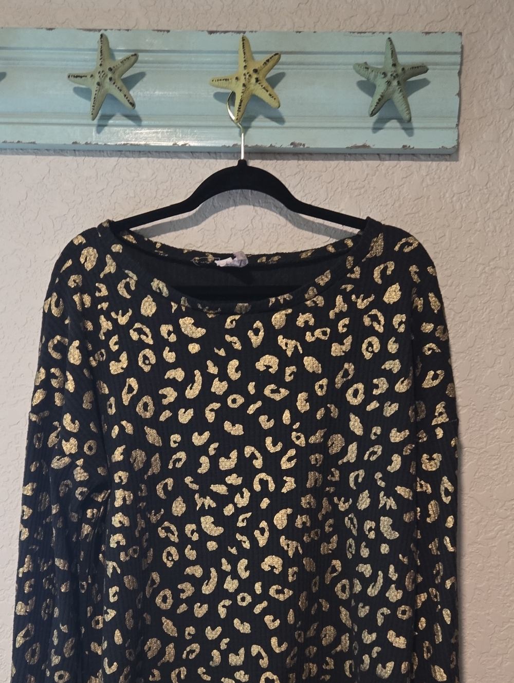 Bibi Black And Gold Leopard Top